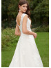 Ivory Lace Tulle V Back Affordable Wedding Dress